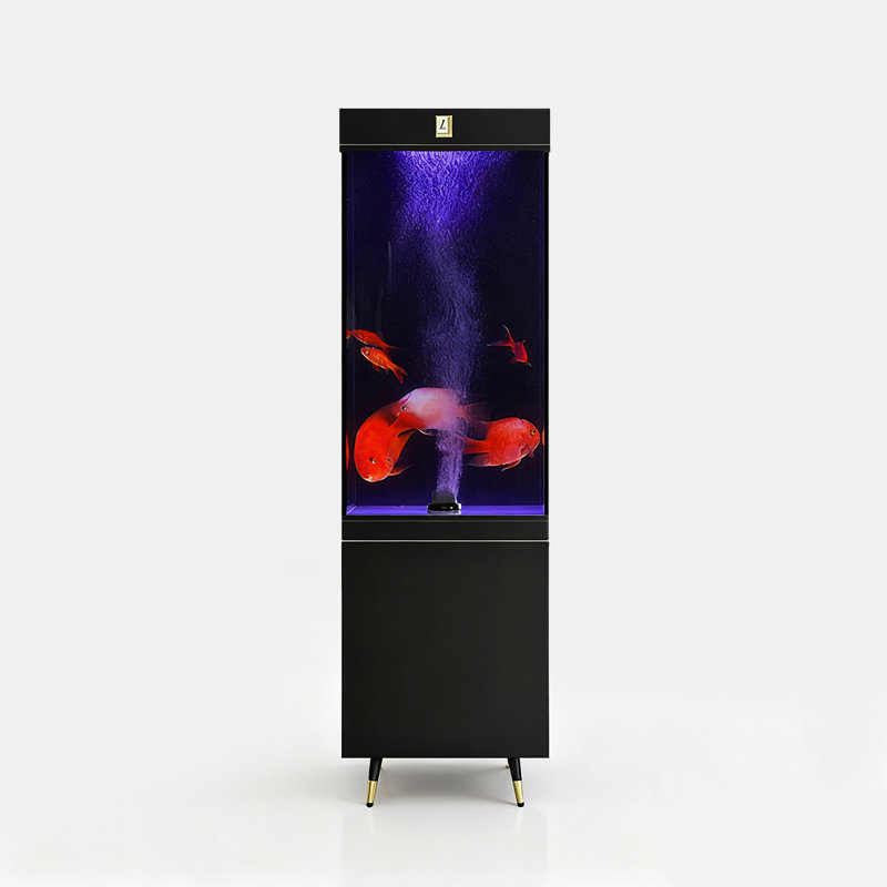 Réservoir d'aquarium vertical avec trop-plein étroit et verre ultra-transparent, Noir