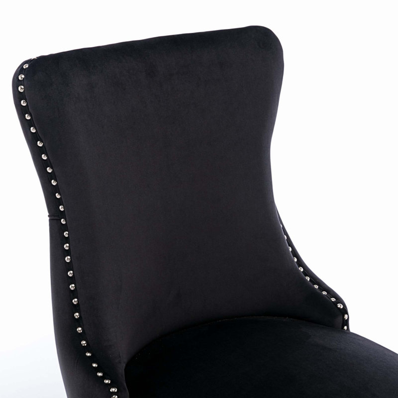 Madra 27.4'' Wide Tufted Velvet Side Chair, Black, Black Velvet