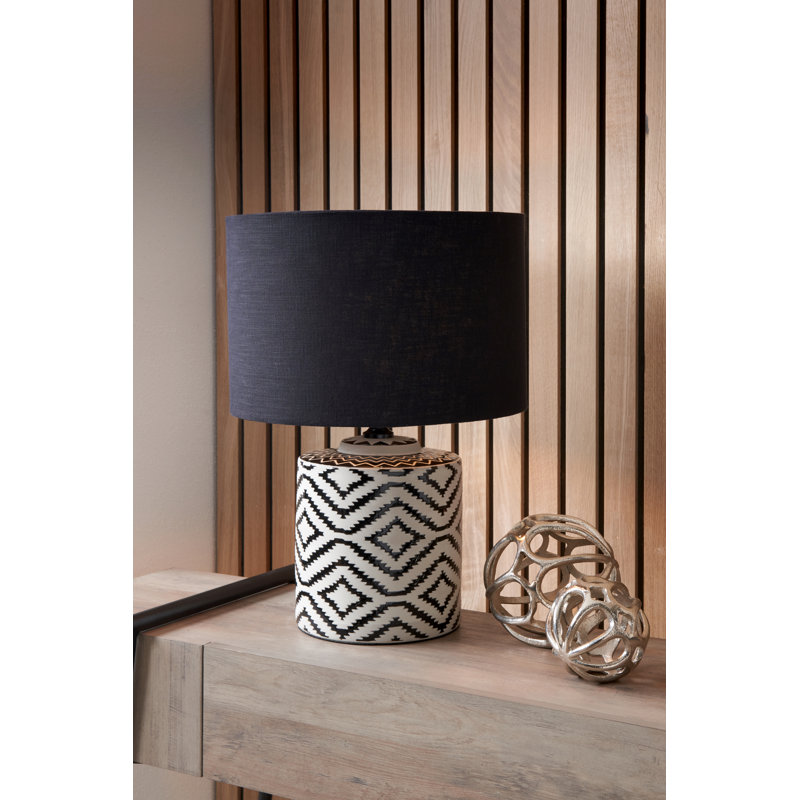 Batruk Ceramic Table Lamp, Black, Linen