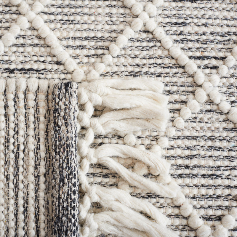 Perkinsville Hand Loomed Wool/Cotton Southwestern Rug in Gray/Ivory, Square 6'