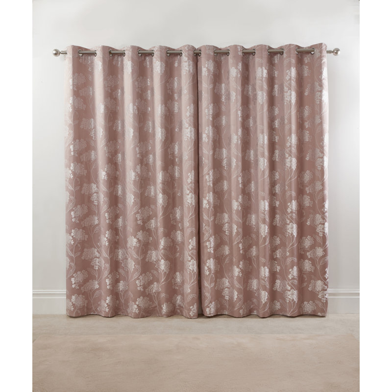 Blossom Eyelet Room Darkening Curtains, Blush Pink, 228 W x 228 D cm