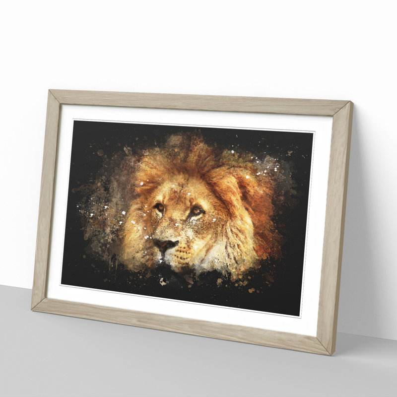 Lion Vol.6 - Picture Frame Graphic Art, 65cm H x 90cm W x 2cm D, Oak Framed
