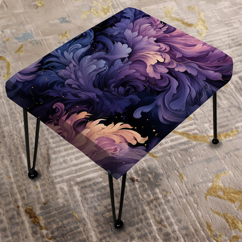 Celestial mauve damassé - repose-pieds rectangulaire damassé