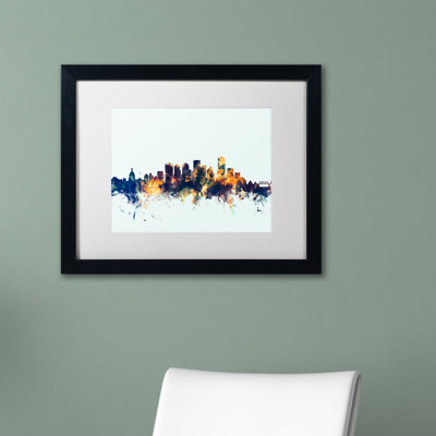 " Edmonton Canada Skyline Blue " by Michael Tompsett