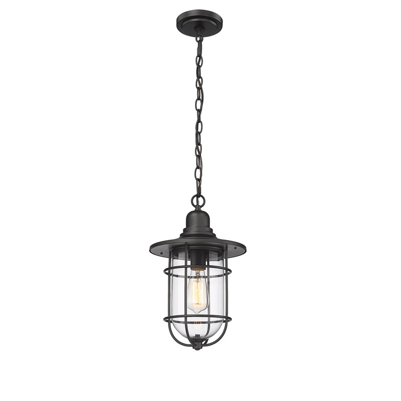 Lanterne suspendue d'extérieur à 1 lumière H 81,4 po Filsaime, Noir thermolaqué