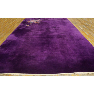 Minimalist Rich Purple Color Antique Art Deco Chinese Carpet