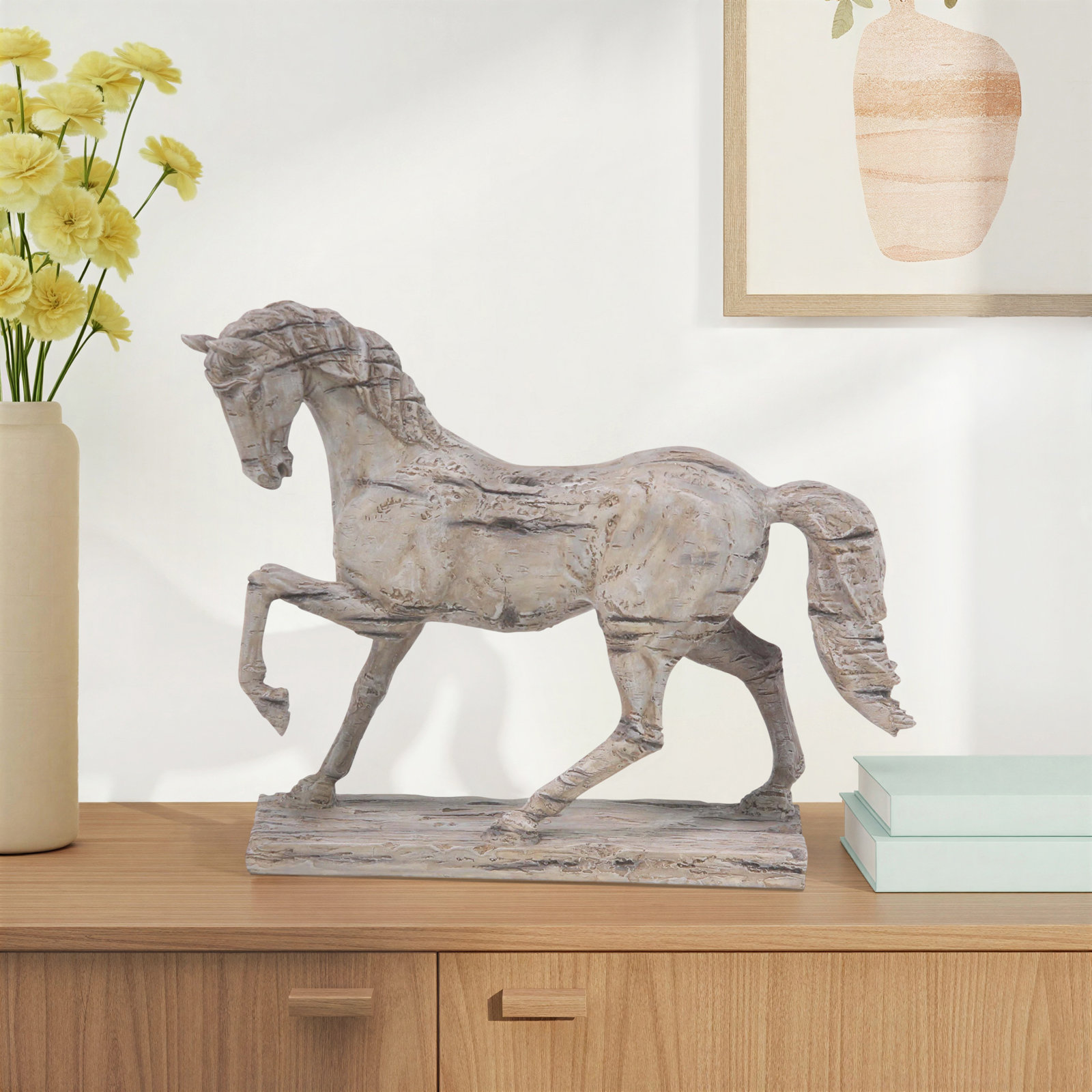 Polystone Prancing Horse Sculpture