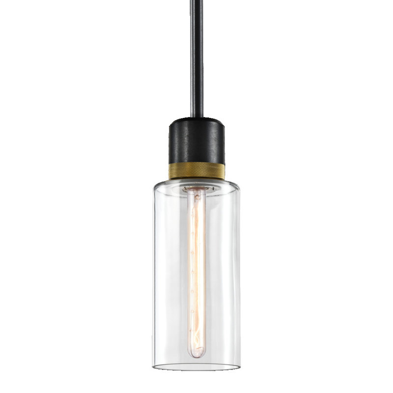 Zigrina Pendant, 65.88" H x 5.88" W x 5.88" D, Satin Brushed Black/Aged Brass