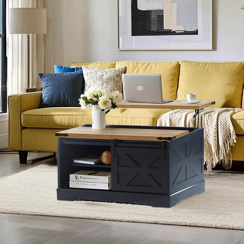 Table relevable Farmhouse Caffee, Noir / brun