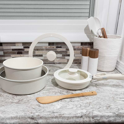 8-Piece Nonstick Cookware Set with Detachable Handle