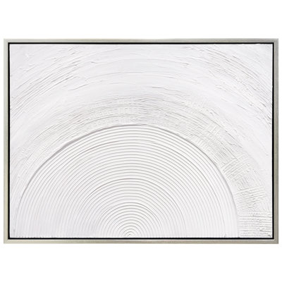 "Serene Circles" lourdement texturé, art mural sur toile encadré blanc