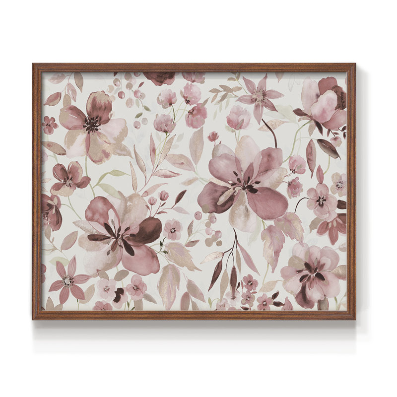 Shimmering Blush Garden -Framed Print - Restickable, Noyer, H 22 po x l 28 po