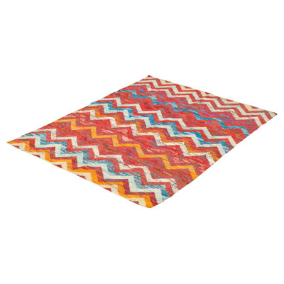 Tapis rouge en soie tissé à plat à la main Alaza