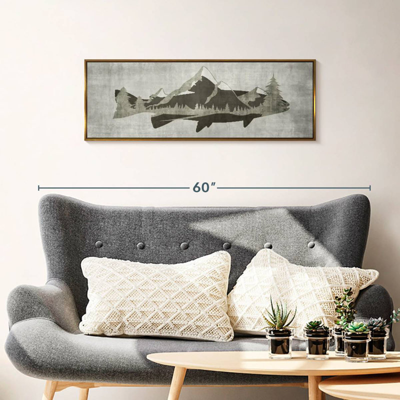 Mountain Trout I, Floating Frame Gold, 37" X 13"