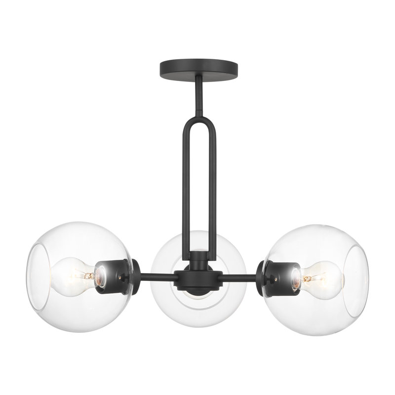 Plafonnier semi-encastré 3 lumières 22 po Herma, Nuit noire