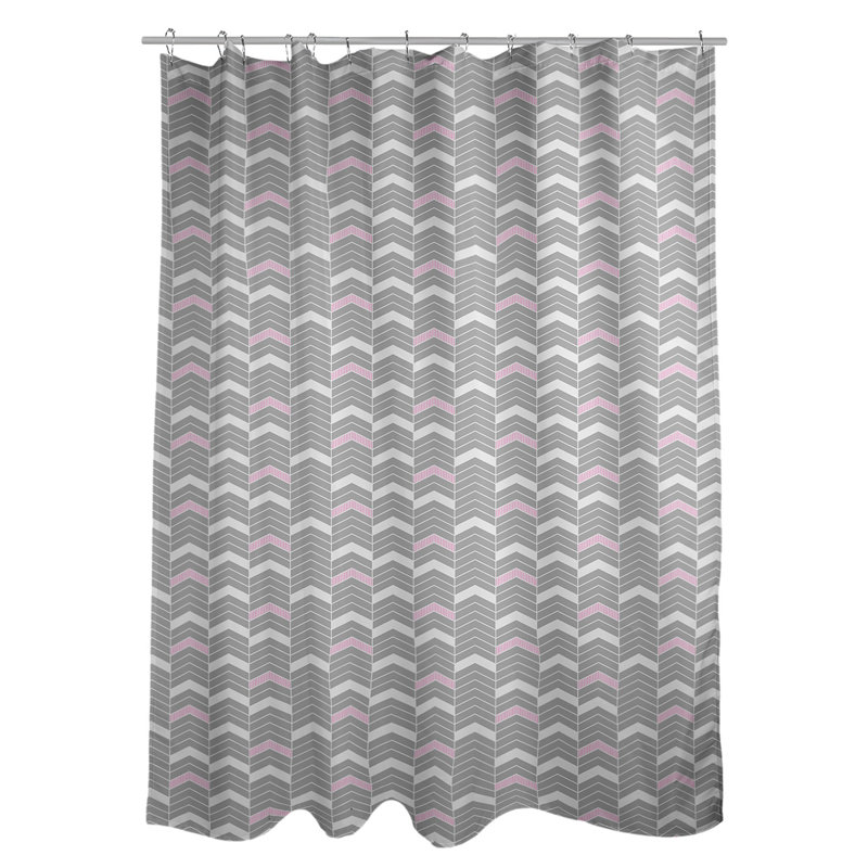 Rideau de douche simple à chevrons, Rose