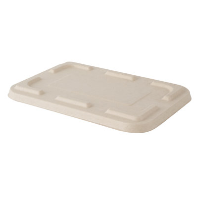 Restaurantware-LIDS ONLY: Pulp Tek 9.5 x 6.4 Inch Lids For To Go Containers, 100 Sustainable Covers For Containers - Container Sold Separately, Made From Sugarcane Fibers, Bagasse Lid For Trays