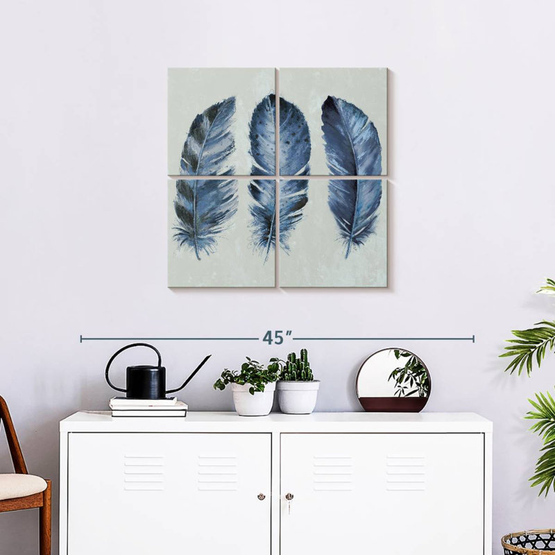 Plumes bleu indigo Kerner II, H 26 po x l 26 po