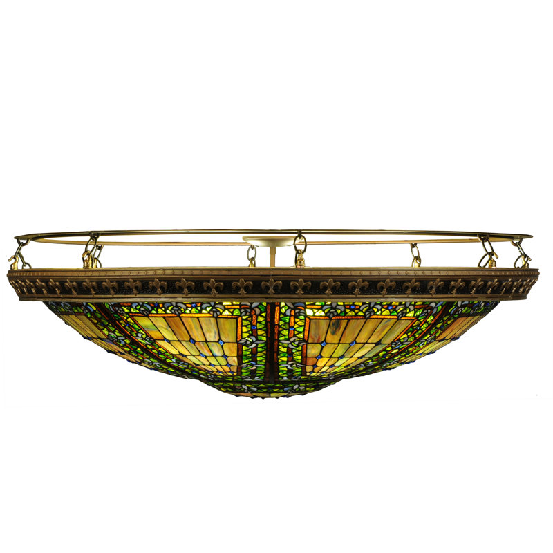 Meyda 8-Light Fleur-de-Lis Bronze & Glass LED Flush Mount