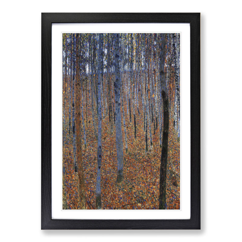 Beech Grove Forest Vol.1 by Gustav Klimt - Picture Frame Painting, Black Framed, 36cm H x 27cm W x 2cm D