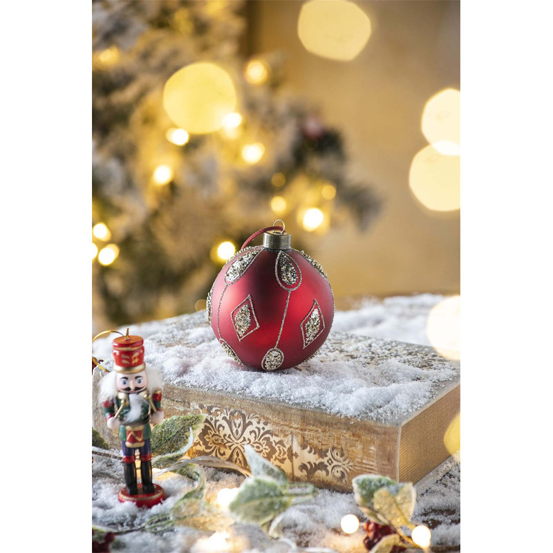 Ornements de boules de Noël D3,9 ", boules de Noël suspendues en verre, ensemble de 6