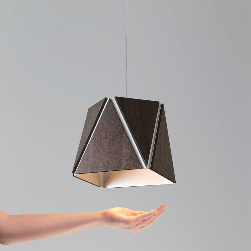 Calx 1 - Light Pendant, 12.75" H x 19" W x 19" D, Dark Stained Walnut/Brushed Aluminum, 2700K