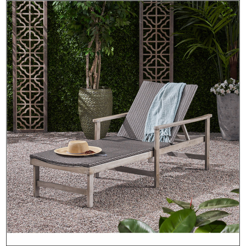 Chaise longue en bois et osier Hampton