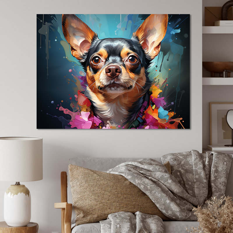 Chihuahua chic I sur toile, H 40 po x l 30 po x P 1,5 po, Toile tendue