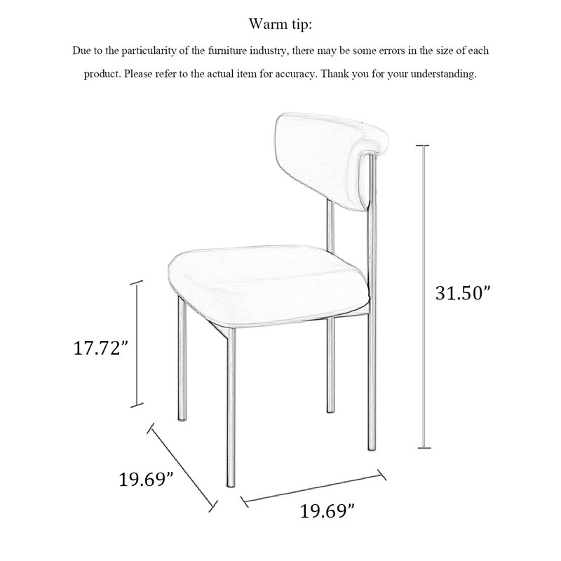 Chaise de salle à manger à dossier en acier au carbone Nordic