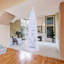 Arbre de Noël artificiel blanc 7,5 pi avec base en métal pliable-1762732236