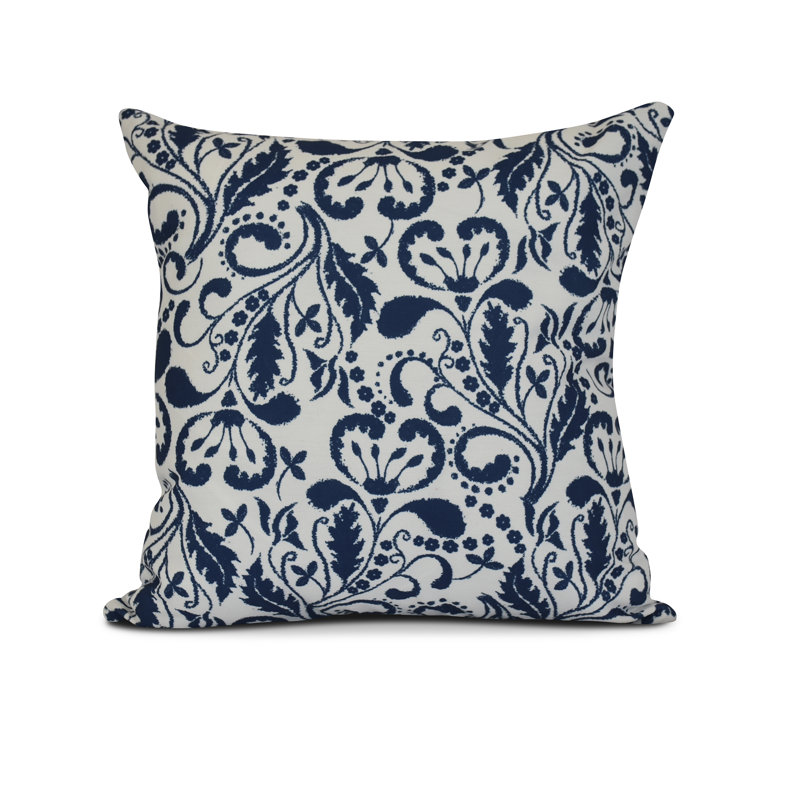 Floral Frolic Outdoor Pillow Cover & Insert, Blue, 20" H x 20" W x 3" D