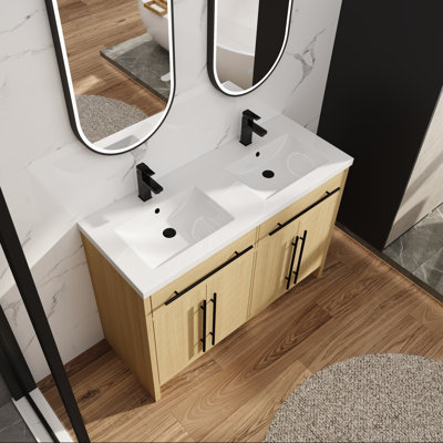 48" Freestanding Vanity with Resin Sink and Soft-Close Storage