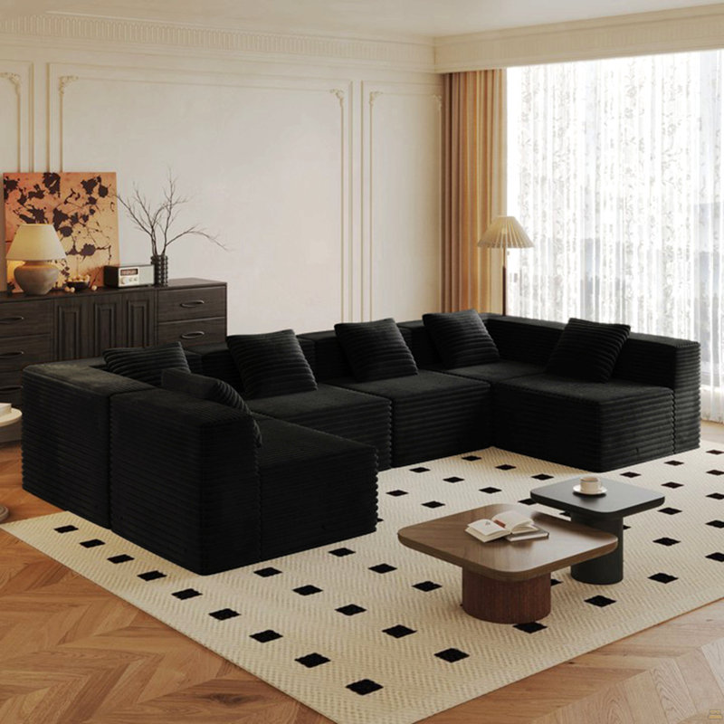 Modular Sectional Couches For Living Room With Deep Seat, Compression Sofa, High Density Memory Foam, Boneless Upholstered Couches, No Assembl