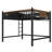 Queen Size Metal Loft Bed with Ladder, Built-In Storage Shelves & Bookshelf, Space-Saving Bedroom Bunk, Black-661560511