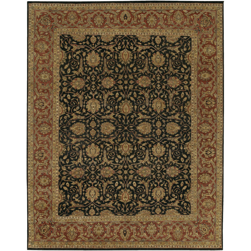 Tapis oriental luxueux multicolore en laine noué à la main Gvida, Rectangle 6 pi x 9 pi