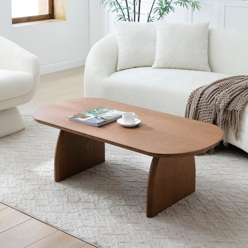 Table basse avec pieds incurvés et finition lisse, matériau, convient au balcon d'étude, Noyer