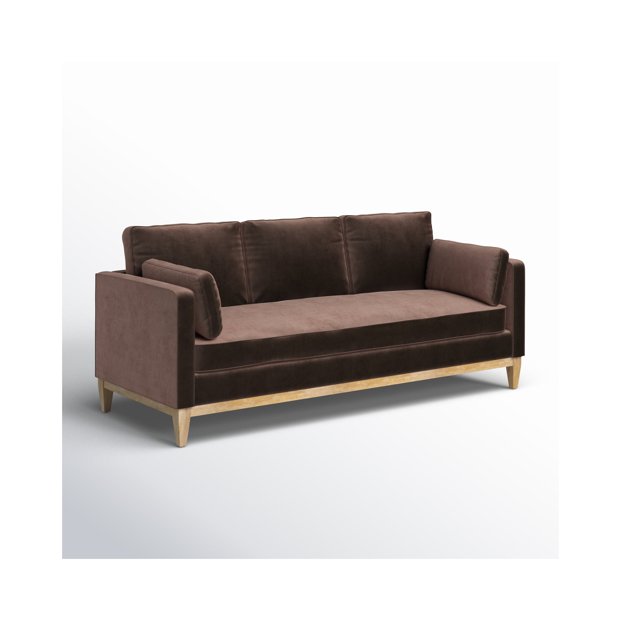 Pera 84'' Upholstered Sofa, Deep Brown Velvet
