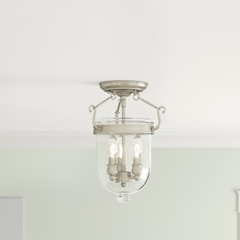 Plafonnier semi-encastré en forme d'urne à 3 lumières Husman Husman, H 14 po x l 10 po x P 10 po, Nickel brossé