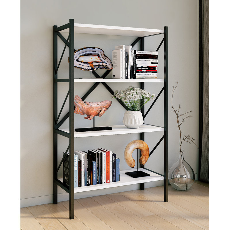 Addley 121cm H x 66cm W Metal Standard Bookcase, White
