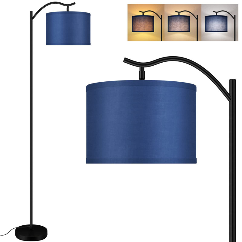 Nikkolas 63'' LED Arched Floor Lamp, Black, Navy