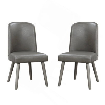 Ensemble de 2 chaises d'appoint en polyuréthane avec siège et dossier rembourrés, gris et chêne gris