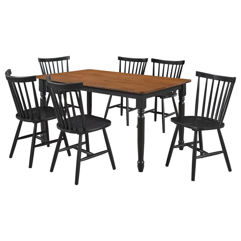 Ensemble repas Emmaline, 7 pièces : table, 6 chaises