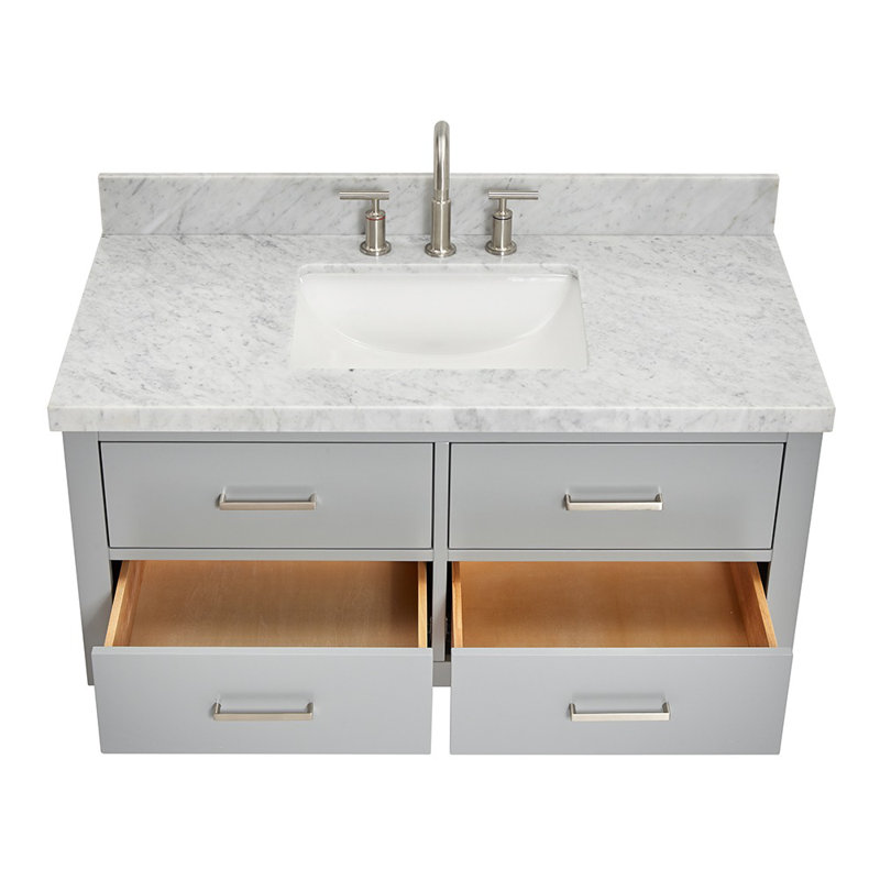 Ensemble de meuble-lavabo simple mural 43 po Macolm, Gris, Nickel brossé