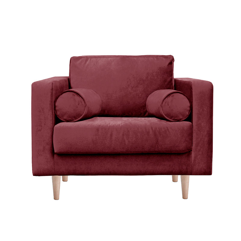 Boubacar Upholstered Armchair, Plum, Natural