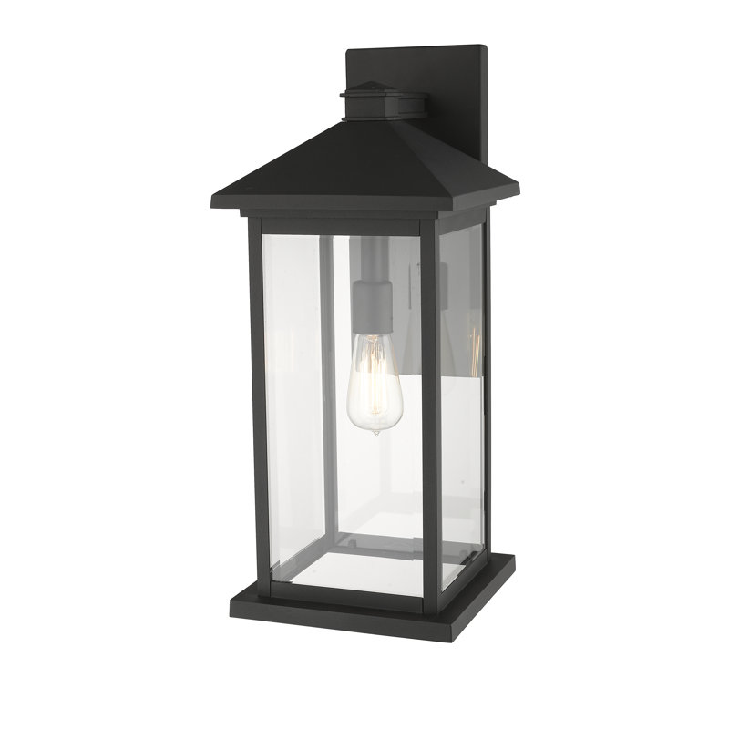 Lovette Wall Light, 22" H x 9.5" W x 10.75" D, Black, Clear Beveled
