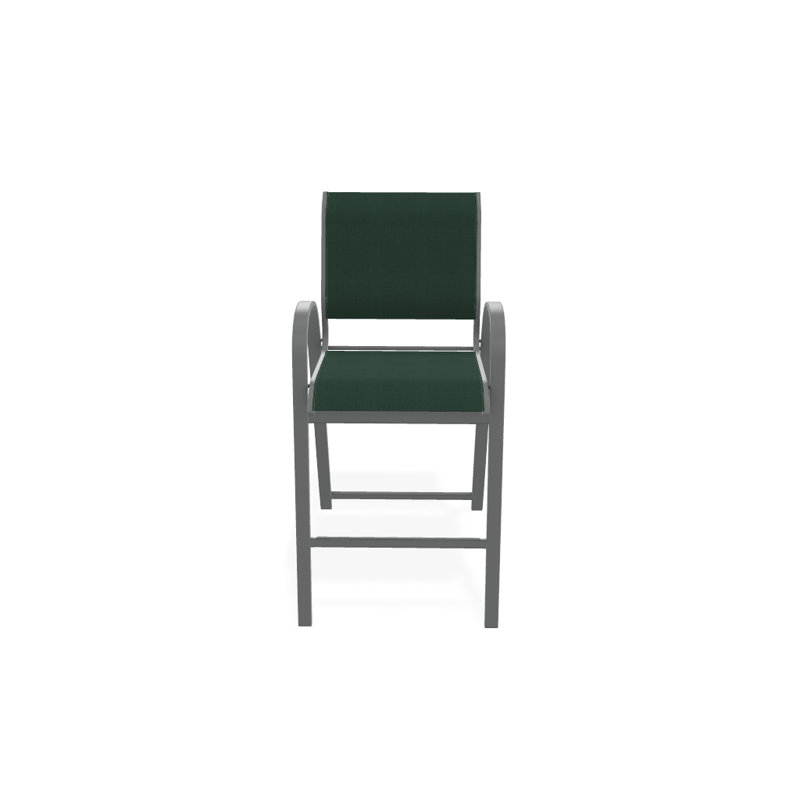 Tabouret de bar Holna, Vert forêt 22D Sunbrella® vert, Graphite texturé