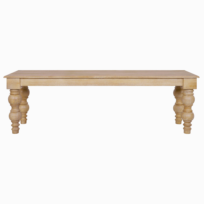 Braydan 58" W Solid Wood Bench with Hand Turned Legs- Rustic Natural, Tan