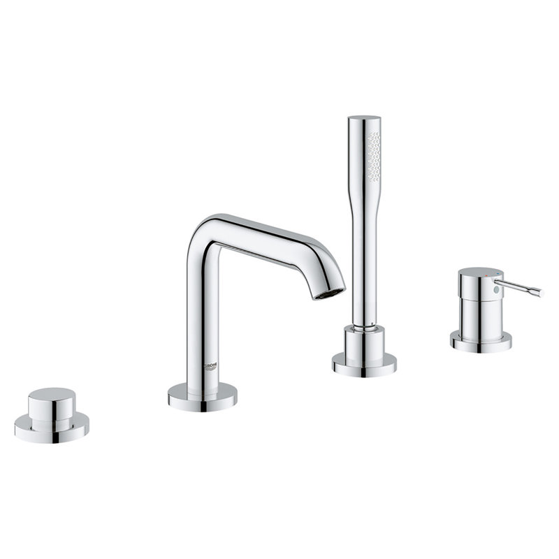 Robinet de baignoire romaine à poignée simple avec inverseur et douchette Essence New, Chrome Starlight