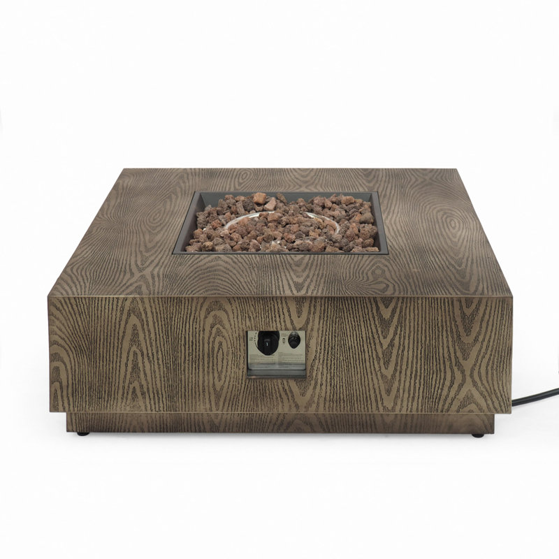 Square Iron Wood Pattern Fire Pit -50,000 Btu Tank Outside
