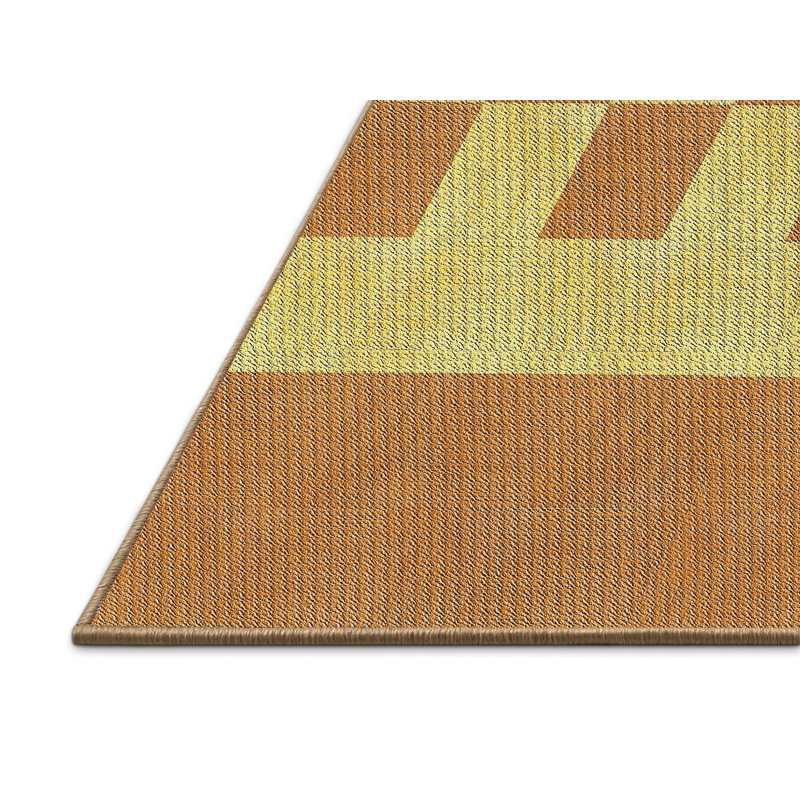 Tapis brun/jaune à motifs, Rectangle 5 pi x 7 pi